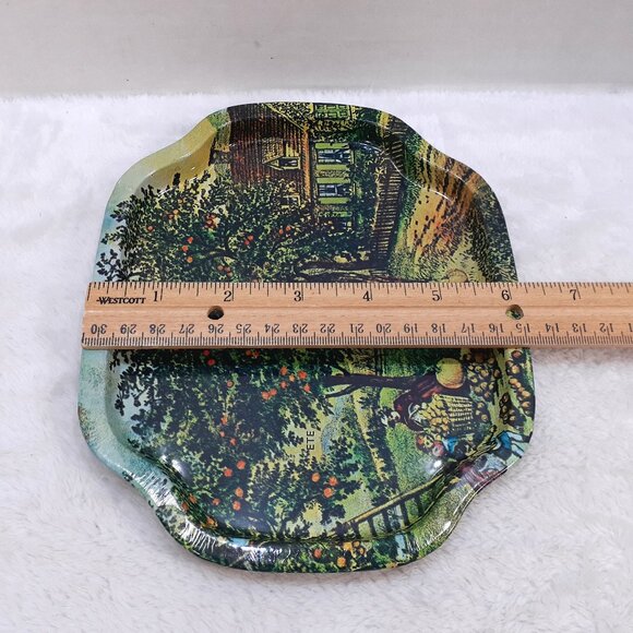 Vintage Action Industries Tin Tray Metal Plate Orchard Scene 1985 Hong Kong - Picture 9 of 9